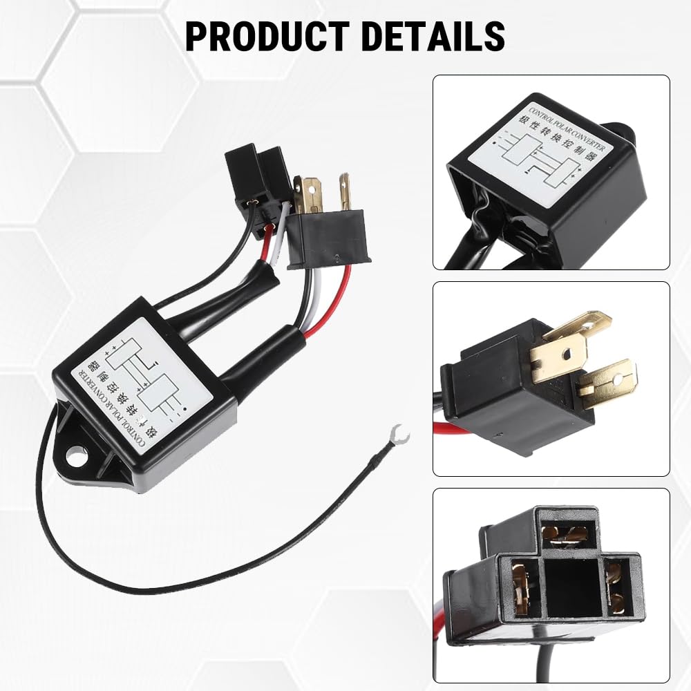 Convertitore di Polarità, 2 Pezzi Invertitore di Polarità, LED/HID Interruttore Negativo Adattatore per H4, Convertitore Negativo Polare, per Tutti i Tipi di Auto