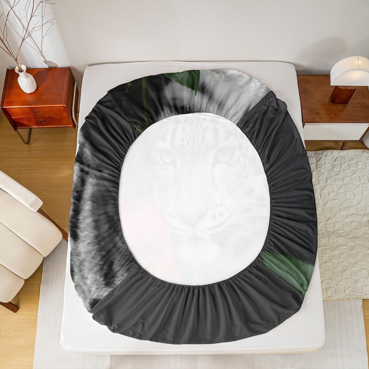 Erosebridal Teens Leopard Bedding Set, Rose Flower Fitted Sheet Queen Size, Cheetah Red Floral Bedding Set for Kids Boys Adult Women Bedroom, African Safari Animal Bed Cover with 2 Pillow Cases