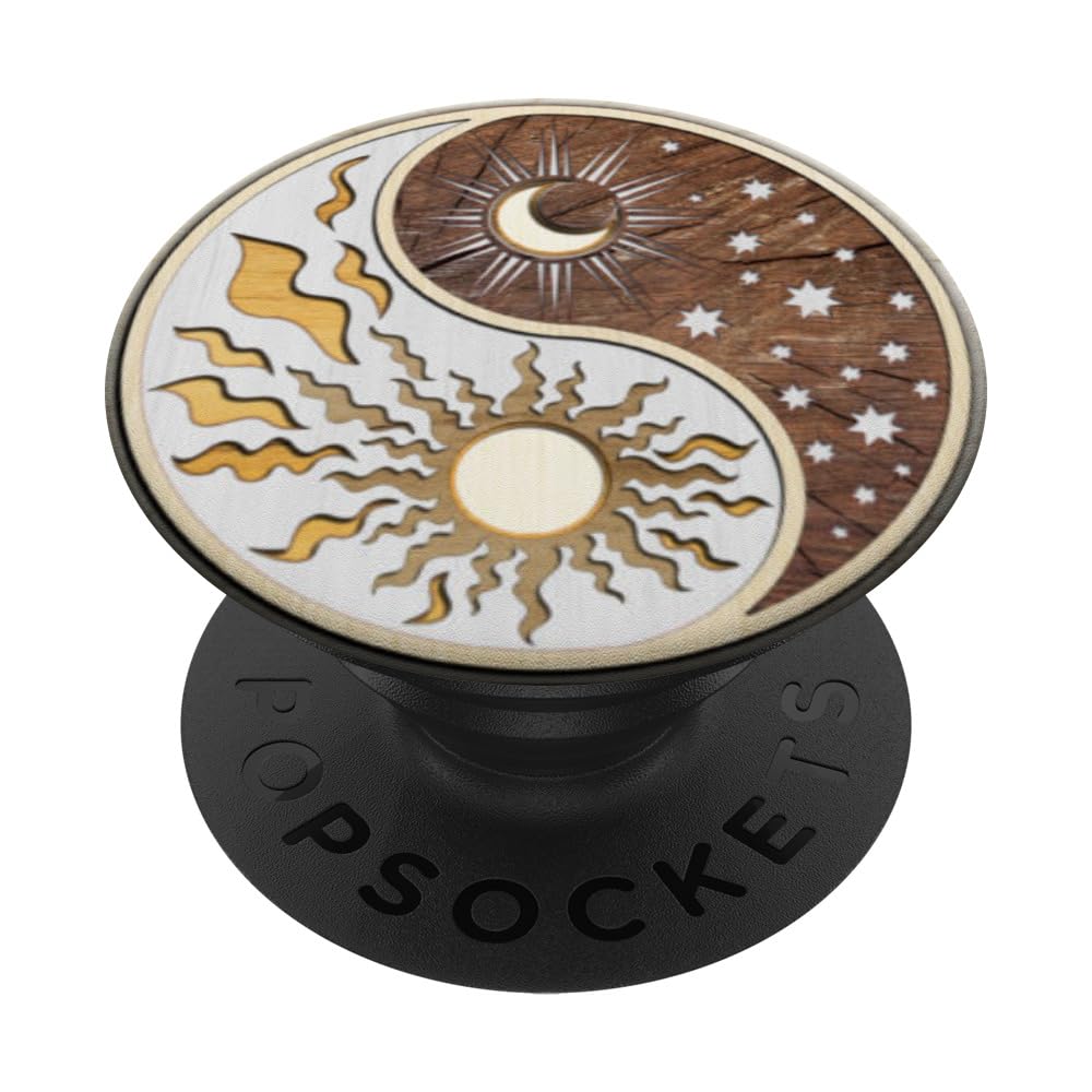 Earth Tone Rustic Ying Yang Sun and Moon PopSockets PopGrip: Swappable Grip for Phones & Tablets PopSockets Standard PopGrip