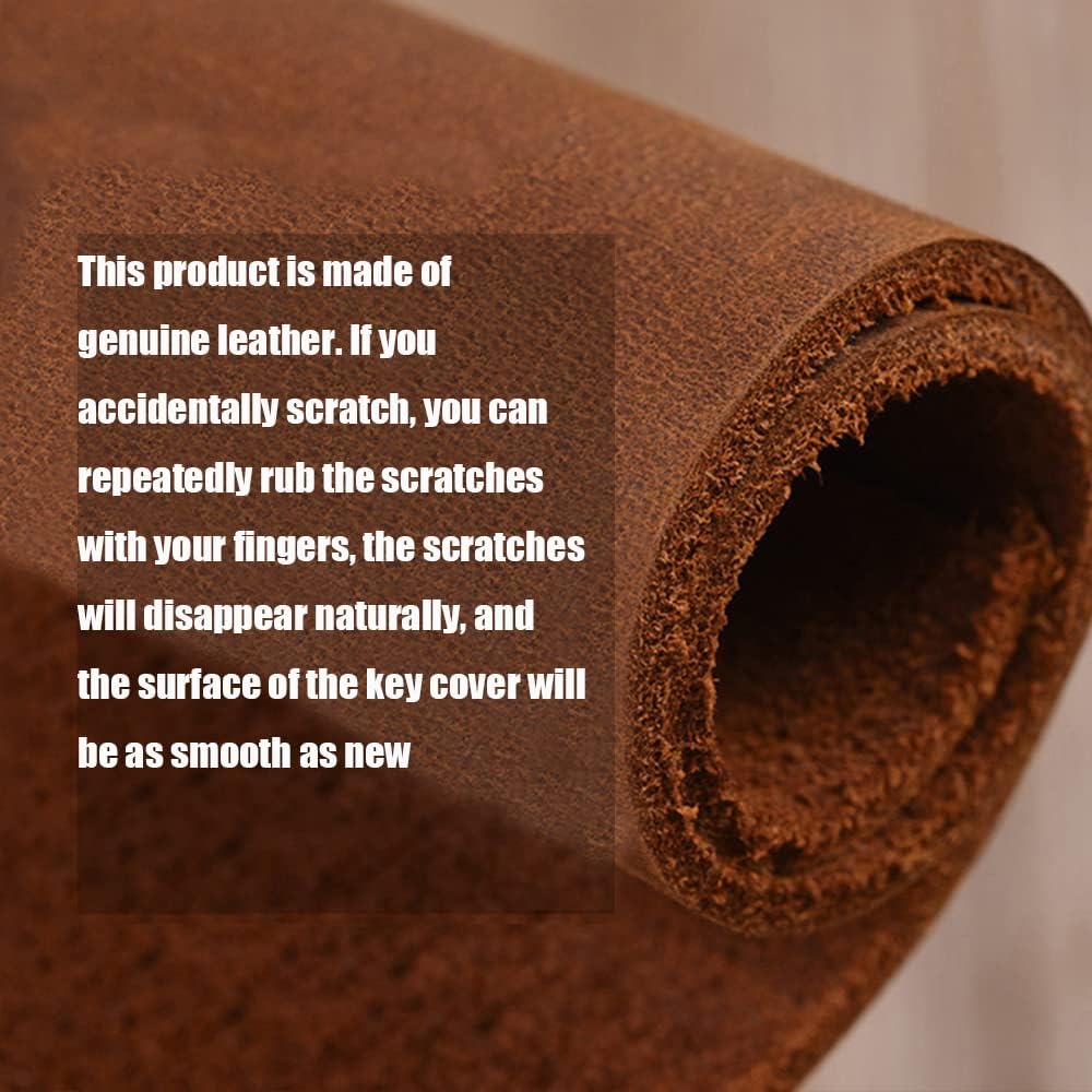 HIBEYO New Luxury Genuine Leather Car Key Fob Case Cover fit for Tesla Model X Model S Model 3 with Keychain Smart Key Shell Holder Accessories 3 Button-Bule - Image 7