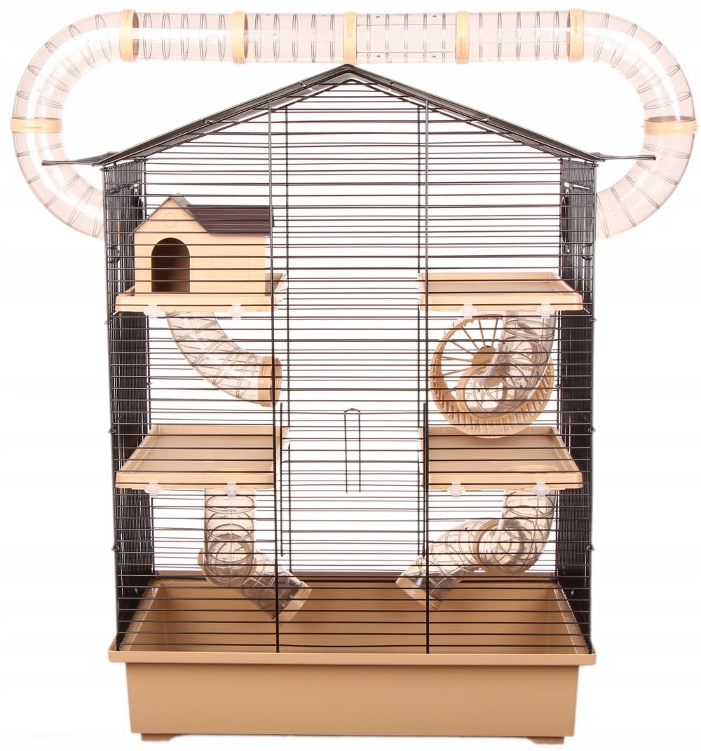 XXL Diamant Hamsterkäfig 4 Etagen großes Röhrensystem Beige Außenröhren mehrere Türen viel Zubehör