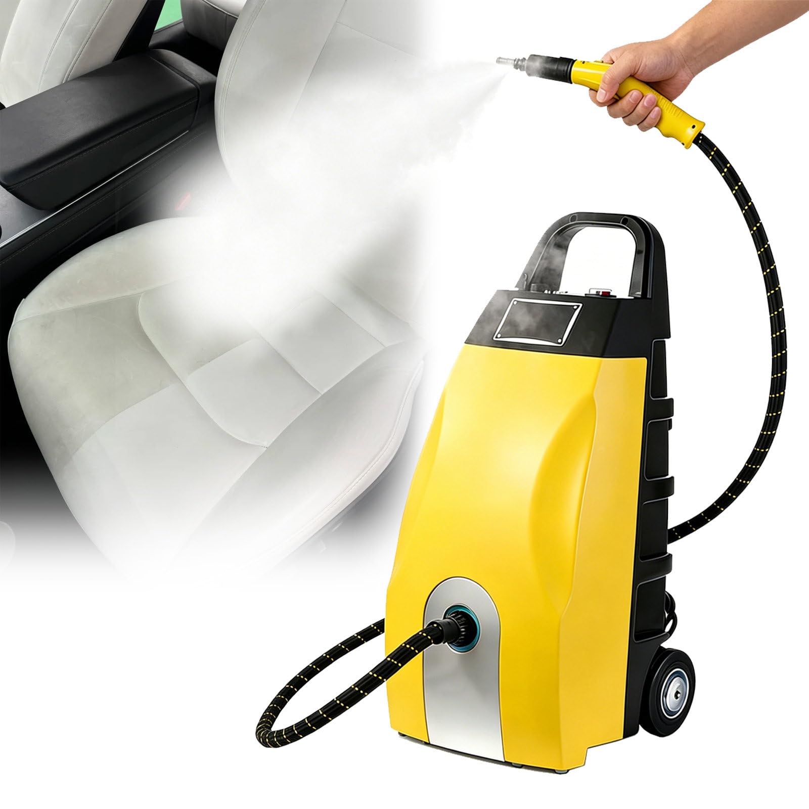 AETEREOS Multipurpose High Pressure Steam Cleaner, 3000W Heavy-Duty Portable Steamer with 3.5L Tank & 6 Accessories, Ideal for Home Kitchen Car Upholstery Tile Grout AC Cleaning Yellow