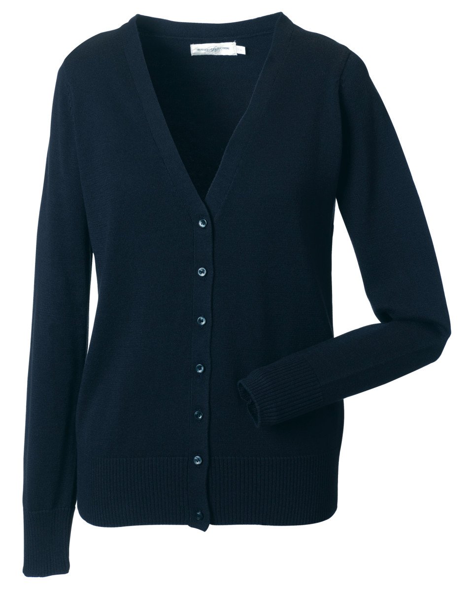 Russell Collection Ladies V Cardigan Colour=French Navy Size=S