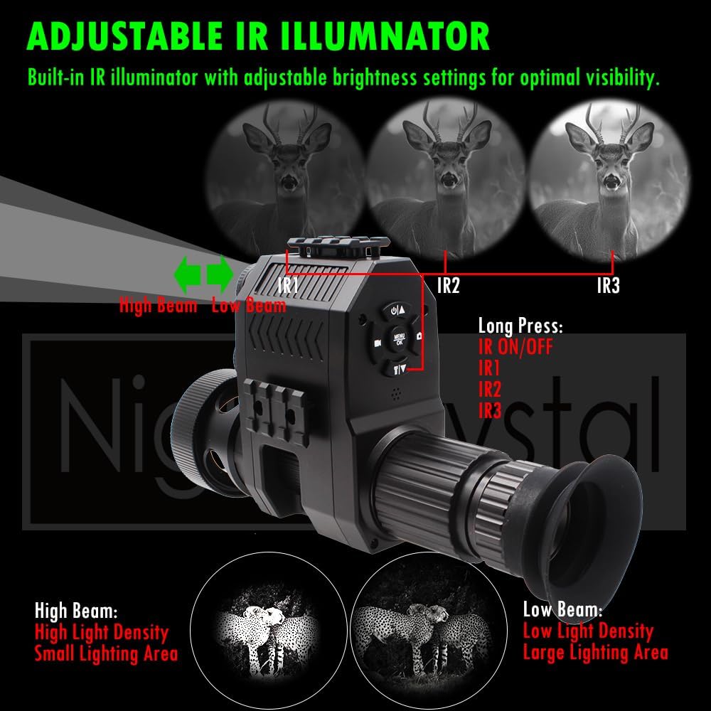 Megaorei M4A M4C 1080p HD Hunting Digital Infrared Night Vision for Scope Monocular Attachment Camcorder with Built-in 850nm Infrared IR Flashlight (with 32G MicroSD Card, Without Battery)