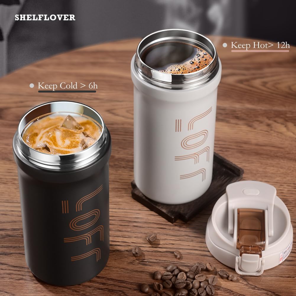 Sport Insulated Water Bottle, Direct Drinking and Straw, Hidden Spout Vacuum Cup Keep Cold 12H, 100% Leakproof, Suit for Office, Car, Home, Travel, 20oz White