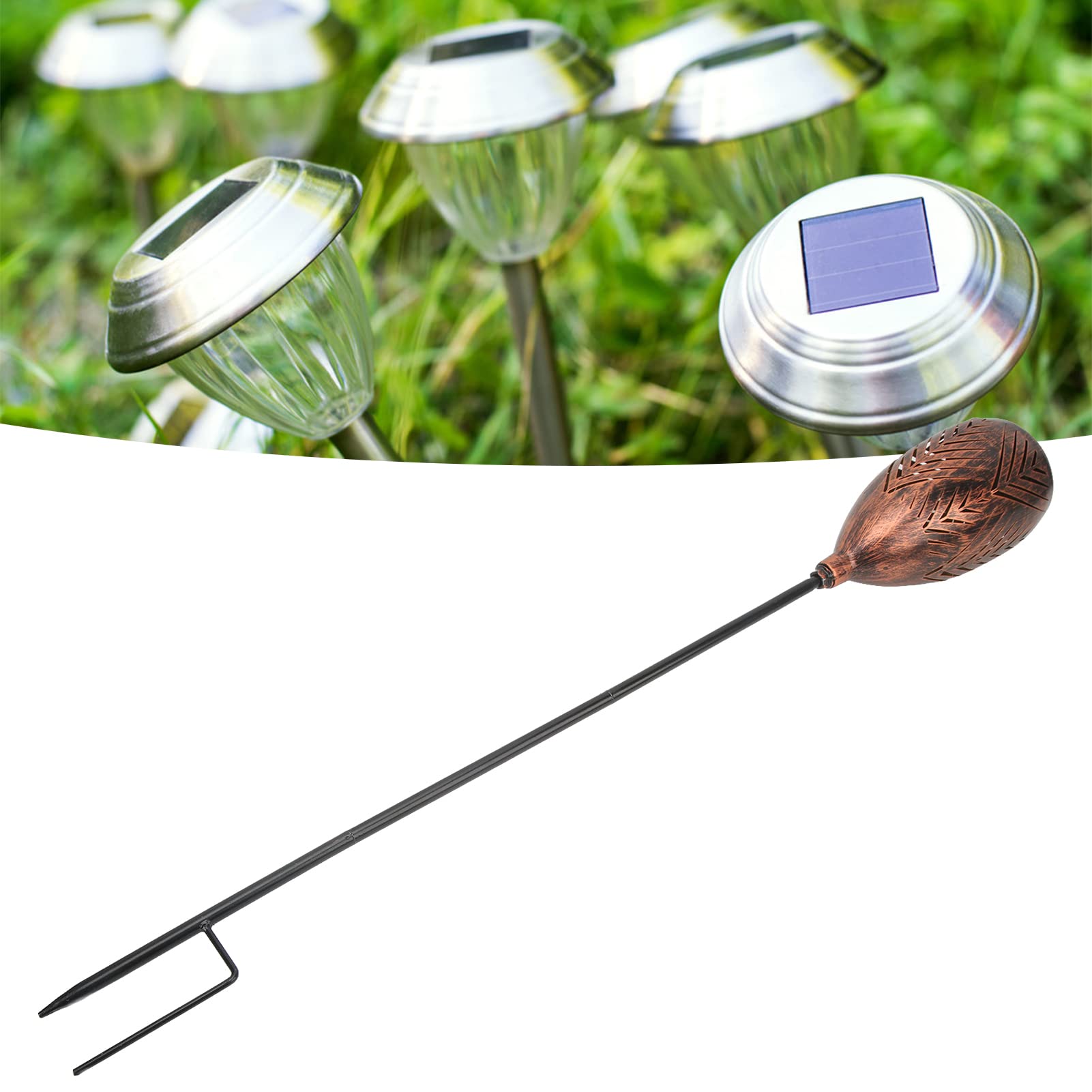 Pilipane Solar Licht Eisen Retro Aushöhlen Oval Fackel Outdoor Rasen Solar Lampe mit Halterung für Garten Dekoration