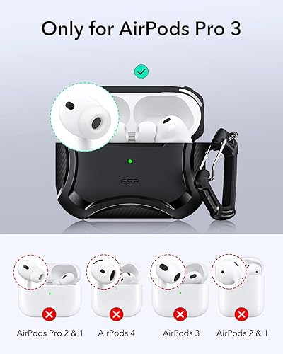 Miniatura 2 de ESR for AirPods Pro 3 Case (2025), Compatible with Airpods Pro 3rd Generation Case (USB-C Cable), Magnetic Lid, MagSafe Ready, Powerful Drop Negro