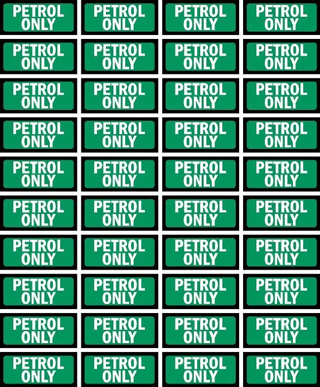 Petrol Only, green sticker, 55x25mm, pack of 40 on A4 sheet