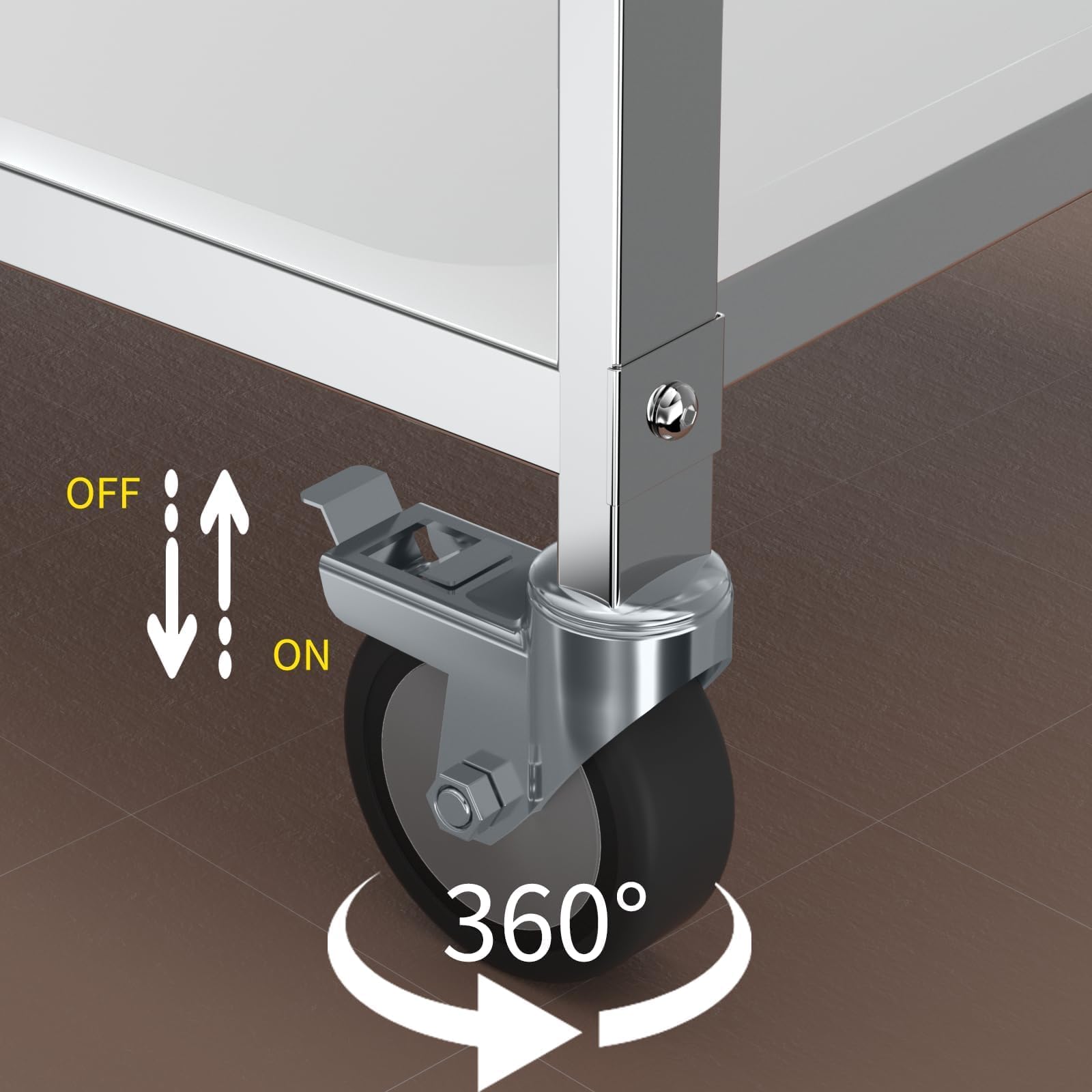 TAIMIKO - Carrello da cucina a 3 ripiani, in acciaio inox, Acciaio inossidabile, 950x500xH950MM