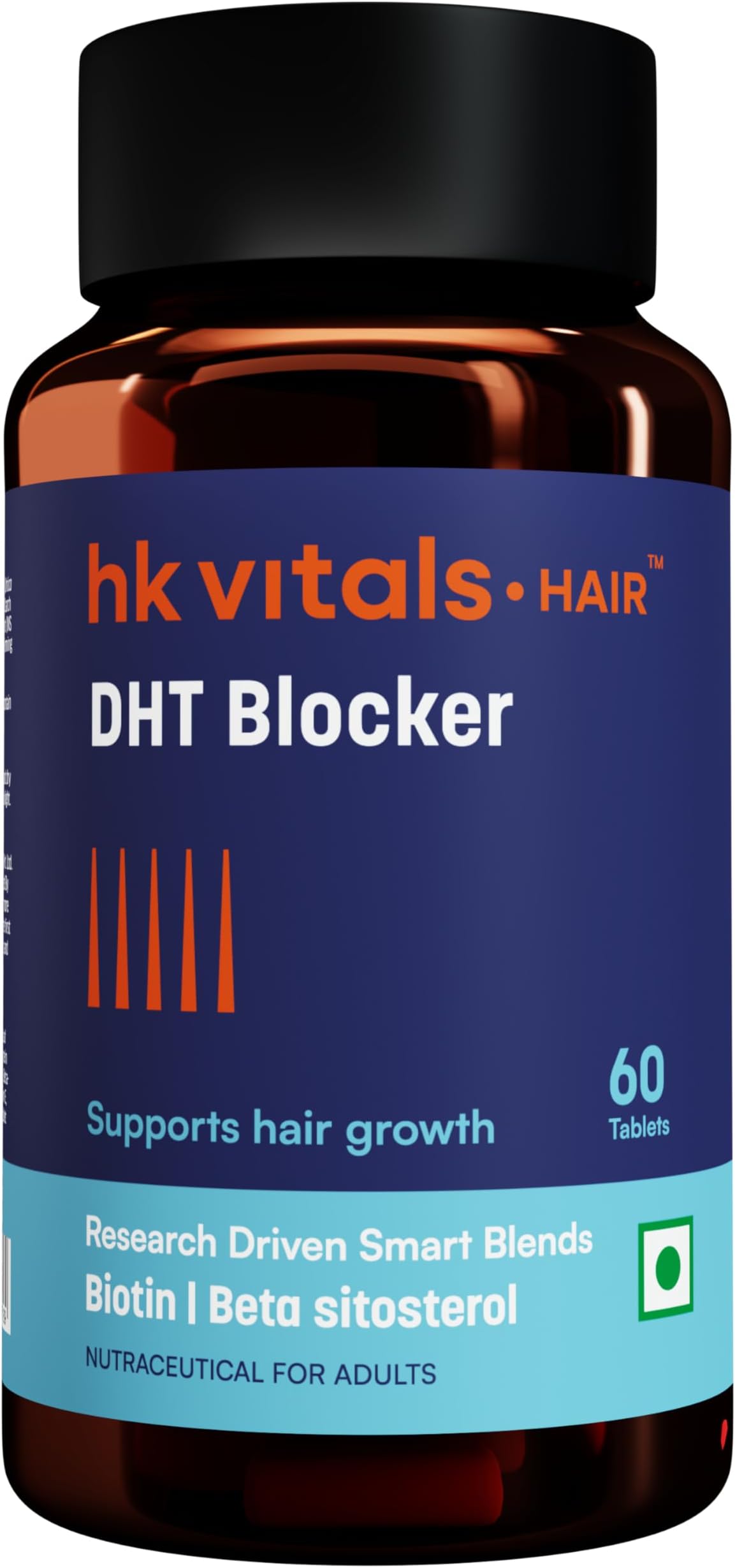 hk vitals DHT Blocker with Biotin (60 Tablets) | Stinging Nettle and Soya Protein | Helps Reduce Hair Fall, Stimulates Hair Growth