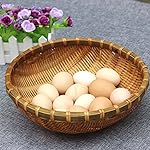 SMKF Small Kichen Baskets for Bread, Fruits and Veggies Pure Natural Bamboo Basket (12-inch) - Image 2