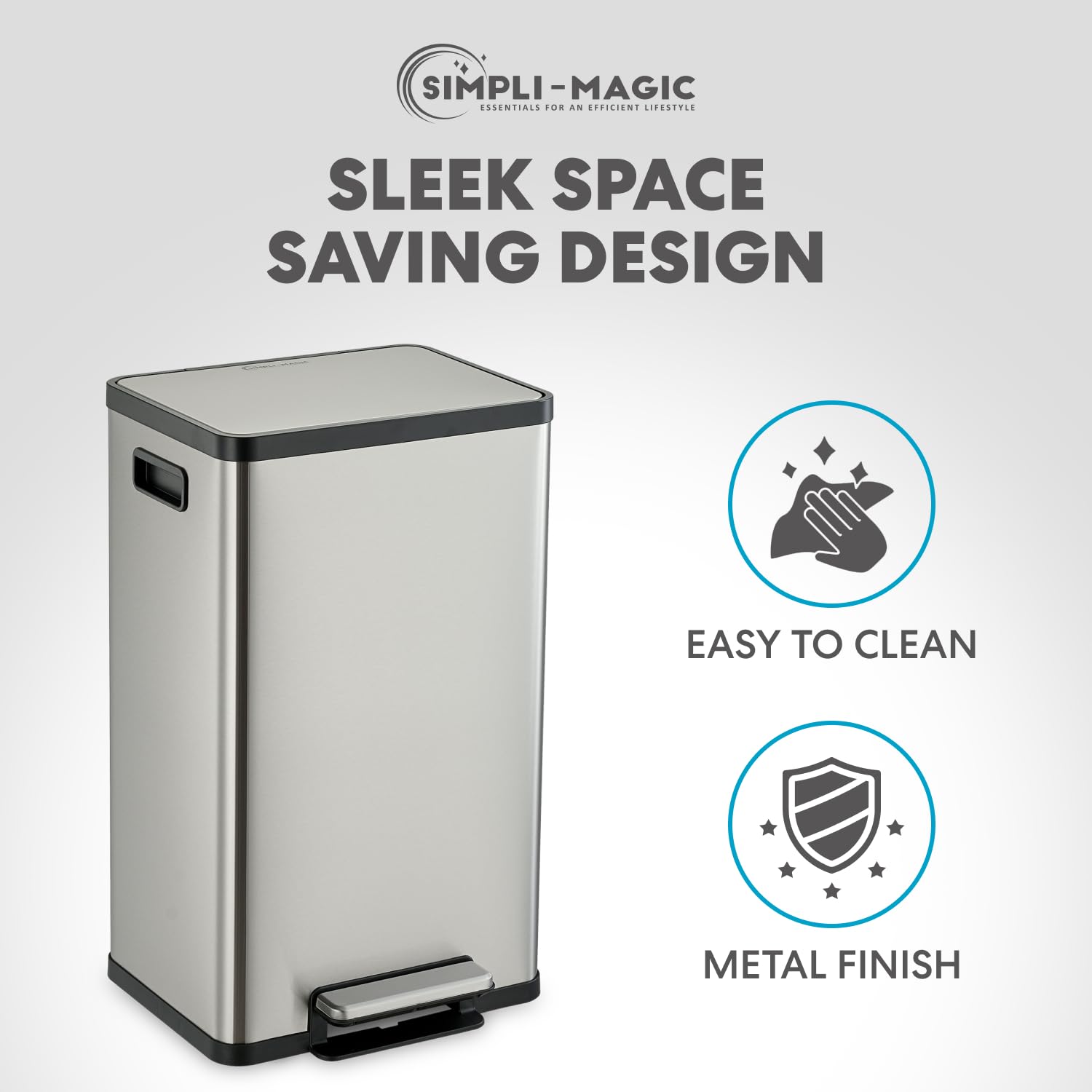 Simpli-Magic Stainless Steel Trash Can - Foot Pedal & Filter -6 Simpli-Magic Stainless Steel Trash Can - Foot Pedal & Filter -6