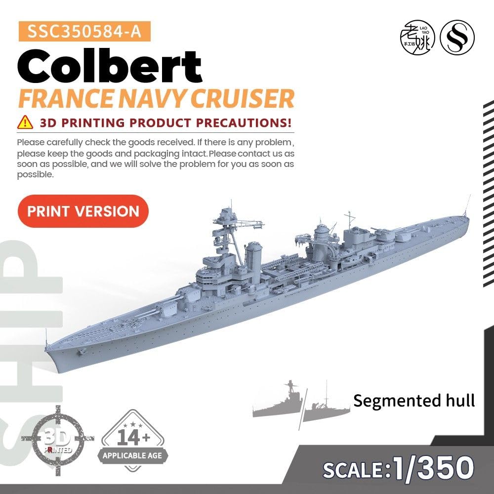 1/350 Niepomalowany model wojskowy francuskiej marynarki wojennej Colbert Cruiser