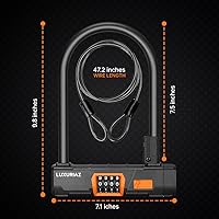 Vista 2 de Cerradura de bicicleta resistente con cable de acero de 5 pies, combinación reiniciable de 4 dígitos, bloqueo de cable duradero para protección