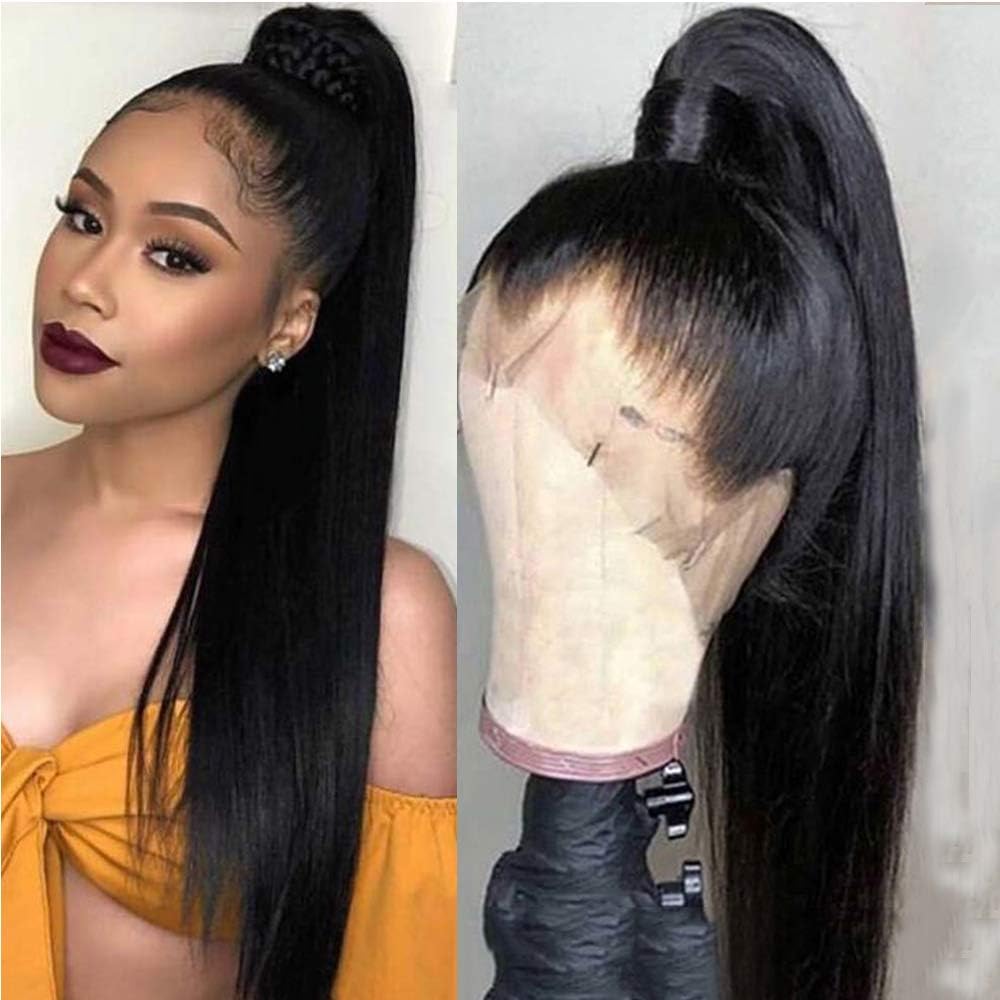 sdamey 360 Straight Lace Front Wigs Human Hair HD Transparant Full Lace Human Hair Wigs For Women 200 Density Wigs Human Hair Pre Plucked With Baby Hair 12A Brazilian Virgin Hair Natural Color 16inch