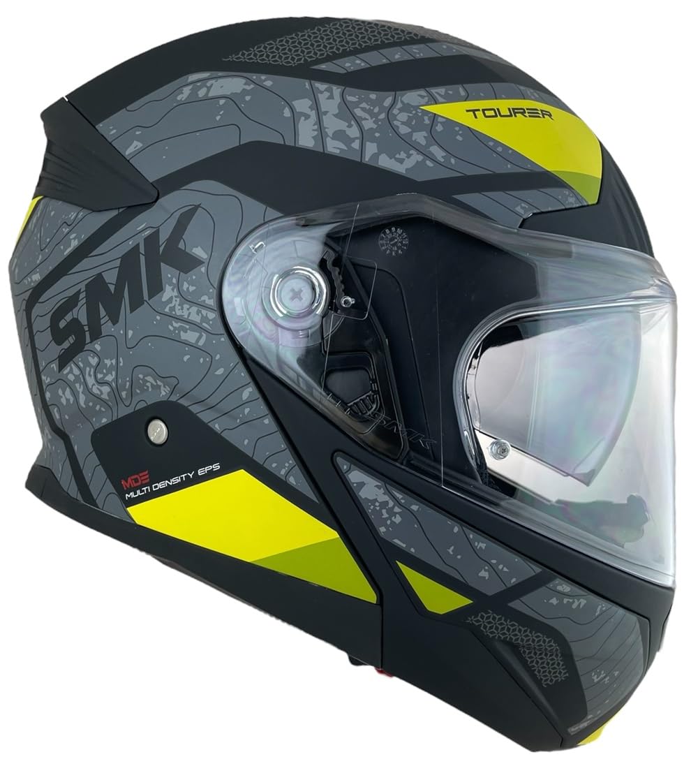 Casco modulare GULLWING Navigator Nero Giallo e Grigio Omologazione 22.06 con doppia visiera P/J (4XL 67/68)