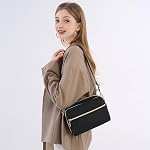 Crossbody Bag for Women Multi-Zipper Pocket Shoulder Bag Messenger Bag Water Repellent Nylon Crossbody Purse Handbag