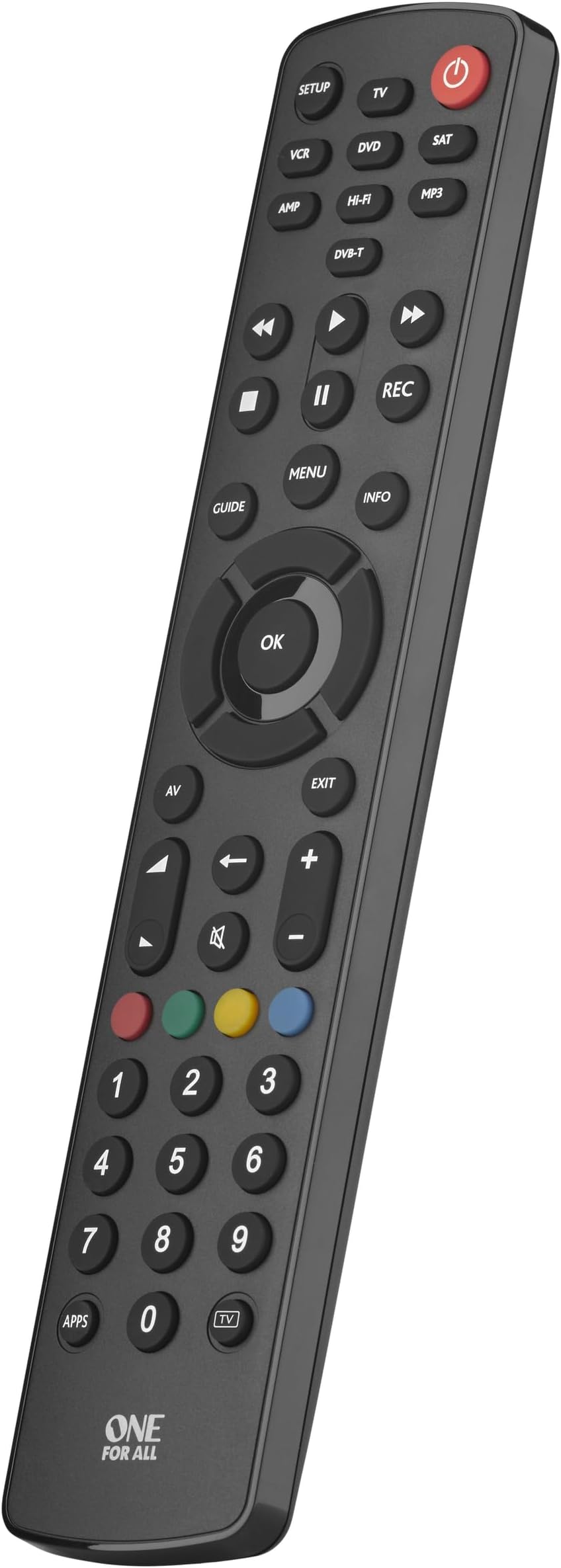 Contour 8 Universal Remote Control – Operates 8 devices (TV Freeview Blu-ray Media streamer IR Game and Audio) - Learning feature - Works with all brands - Black – URC1280