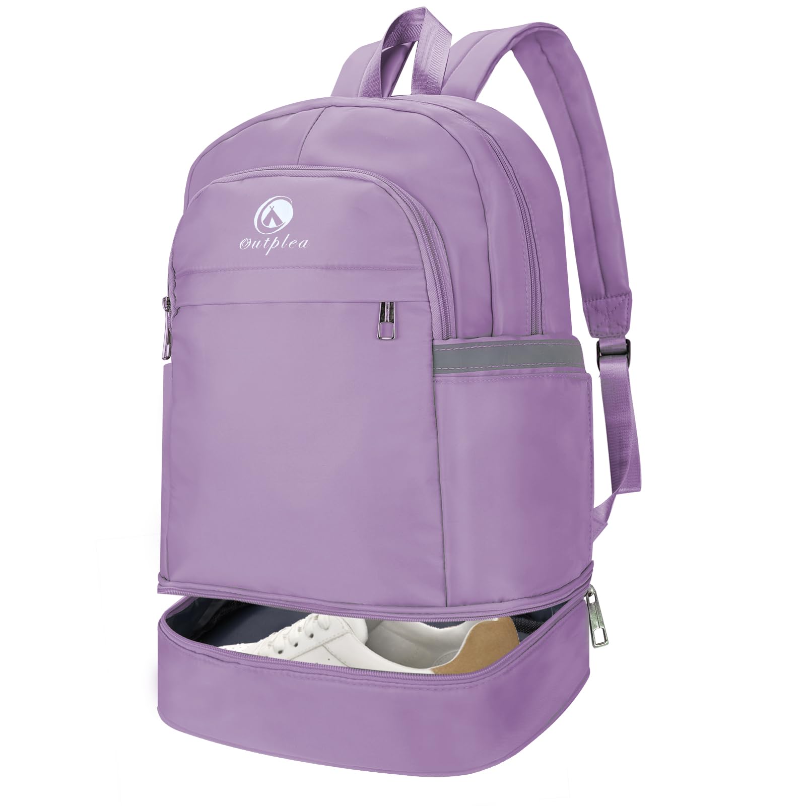 Outplea 28L Gym Backpack for Women with Shoe Compartment & Wet Pocket, Travel Backpack with Trolley Sleeve, Sports Rucksack for Dance Swimming, Purple โ image 1