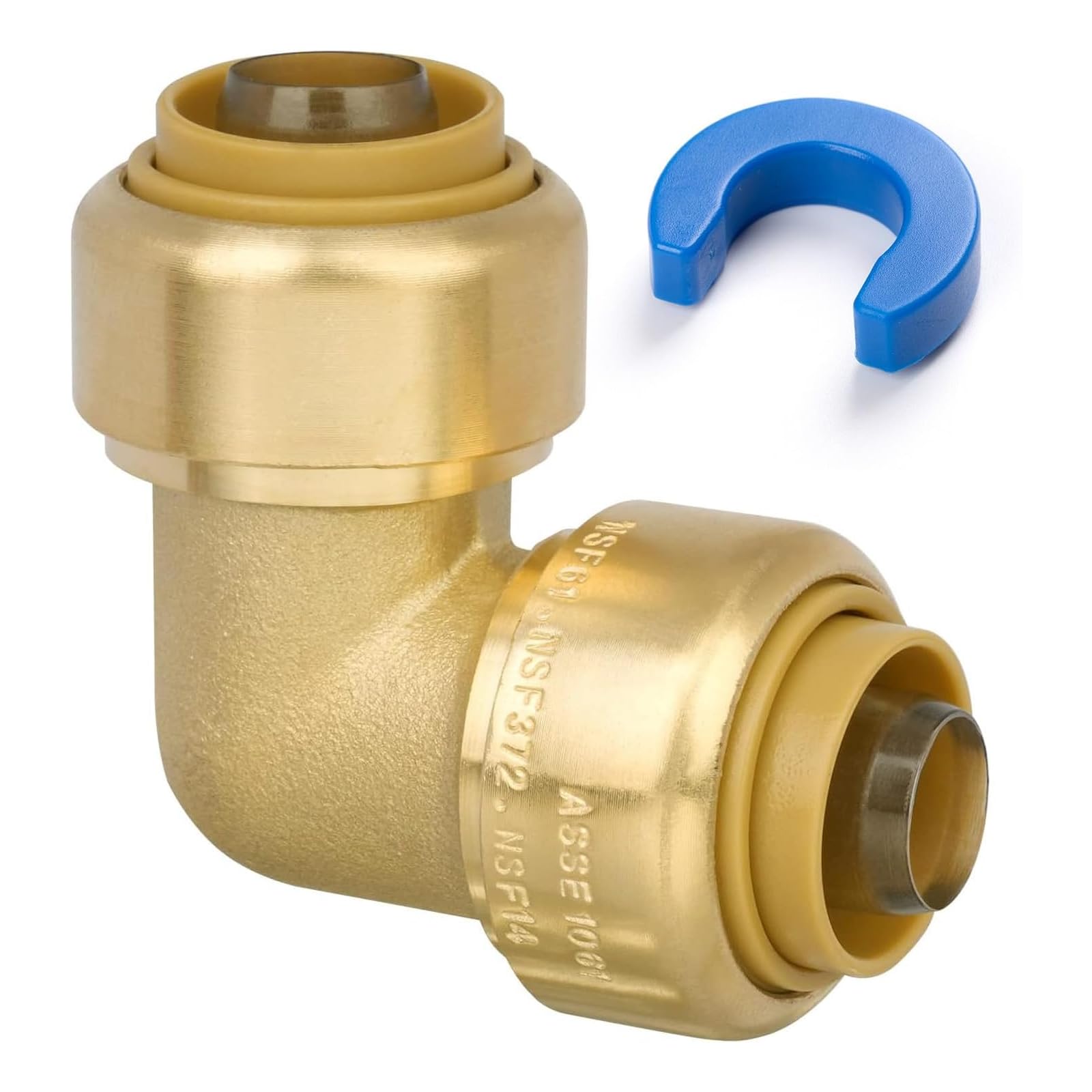 JUWO 1/2" 90 Degree Elbow, Push to Connect Brass Plumbing Fitting for Copper, CPVC, PEX Pipe, Heavy Duty Pushfit Pex Fitting with Upgraded Stiffener