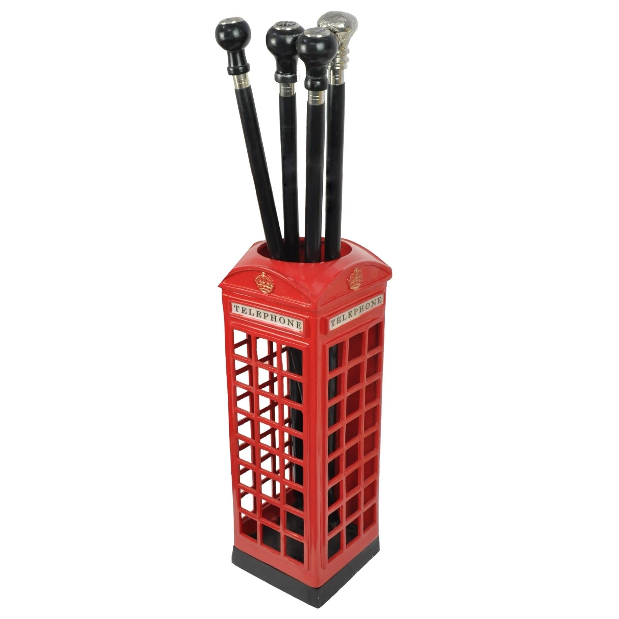 SK Style British Phone Box - Portaombrelli e bastone da passeggio, metallo, rosso, 50 x 18 x 18 cm