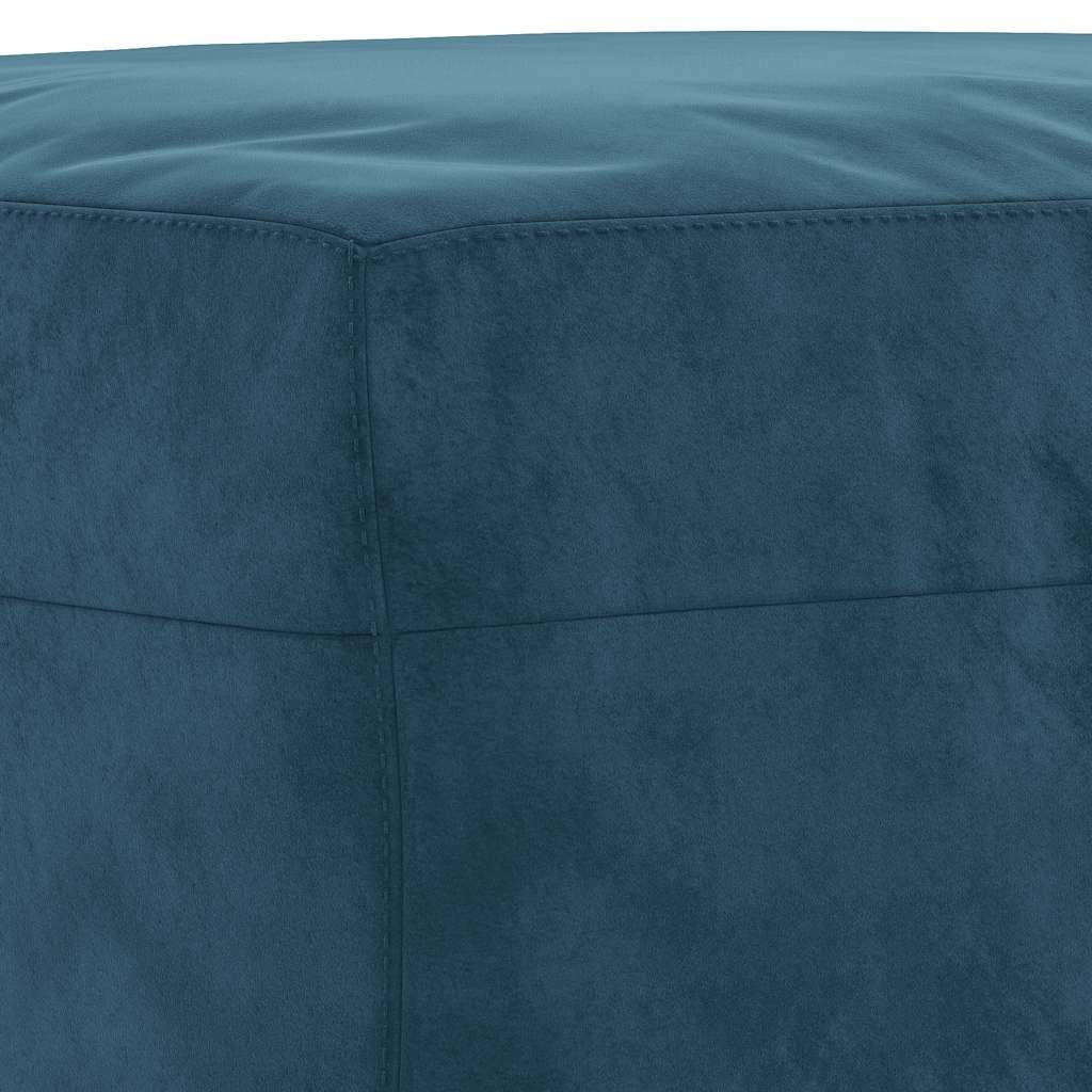 Canape 3 Posti Velluto Blu Scuro 3 Pezzi | Struttura contropiastra in metallo, seduta imbottita, pouf multiuso, 110 kg per sedile