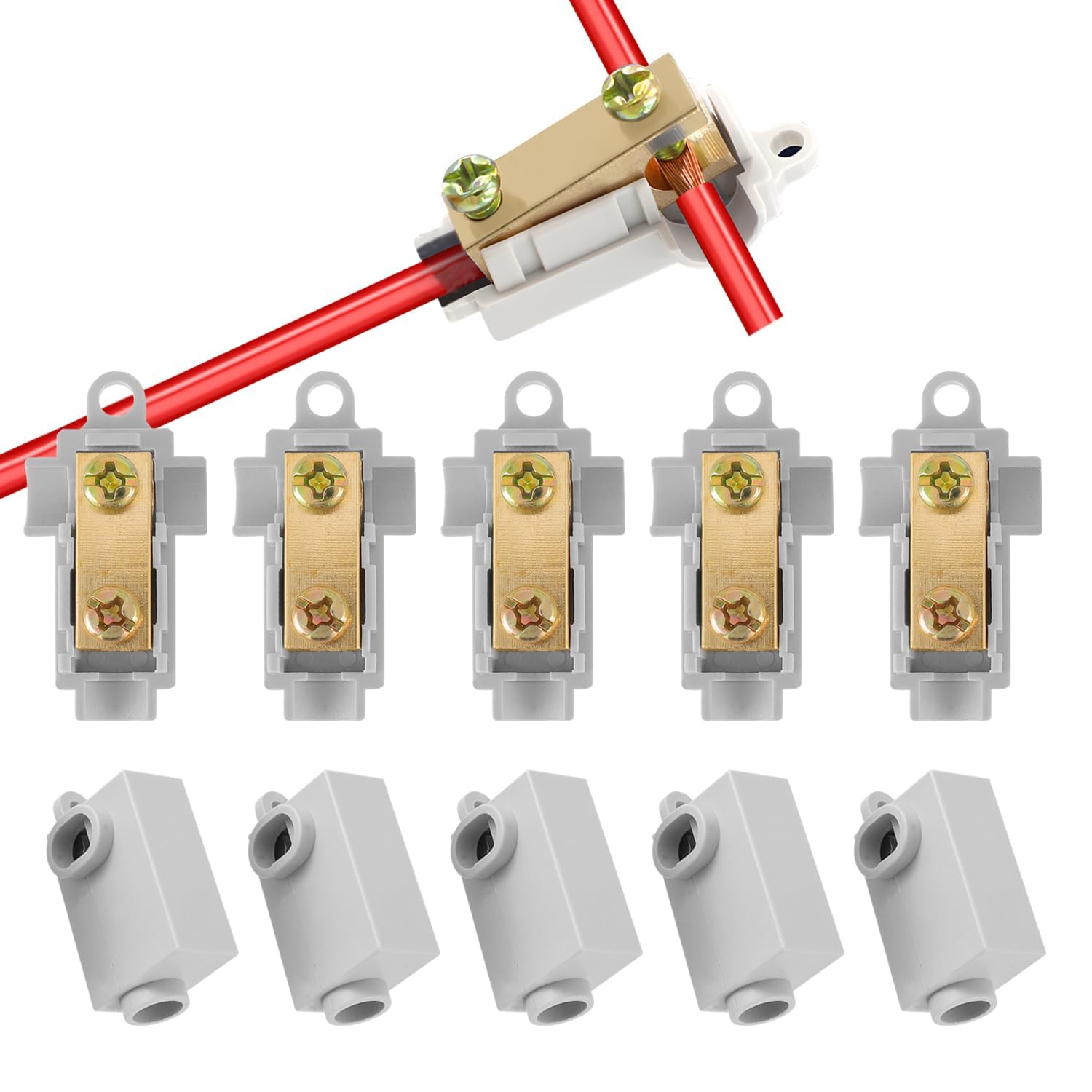 Serplex® 10Pcs 10 AWG T-Type Wire Connector Nut Kit for Electrical Wiring | Tool-free T-shaped design, brass and ABS fireproof casing, 10-piece set for ships, automobiles, electronics, and cabinets.-image-9