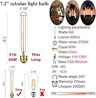 Vista 8 de LiteHistory Bombilla E12 regulable para candelabros de 60 W, paquete de 6 bombillas Edison E26 de 6 W = 60 W, 60 W, para candelabros, ventilador