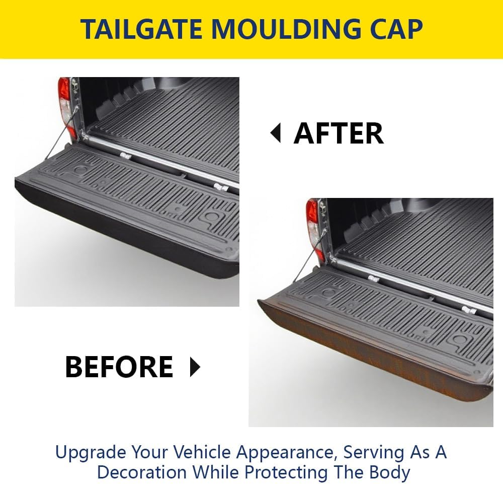 LQI Tailgate Protector Molding Trim Pad, Compatible with Ford F150 2009-2014, Flex Step Side Tailgate Molding End Cap Covers Black Right & Left Side 9L3Z9941019AA 9L3Z9941018AA