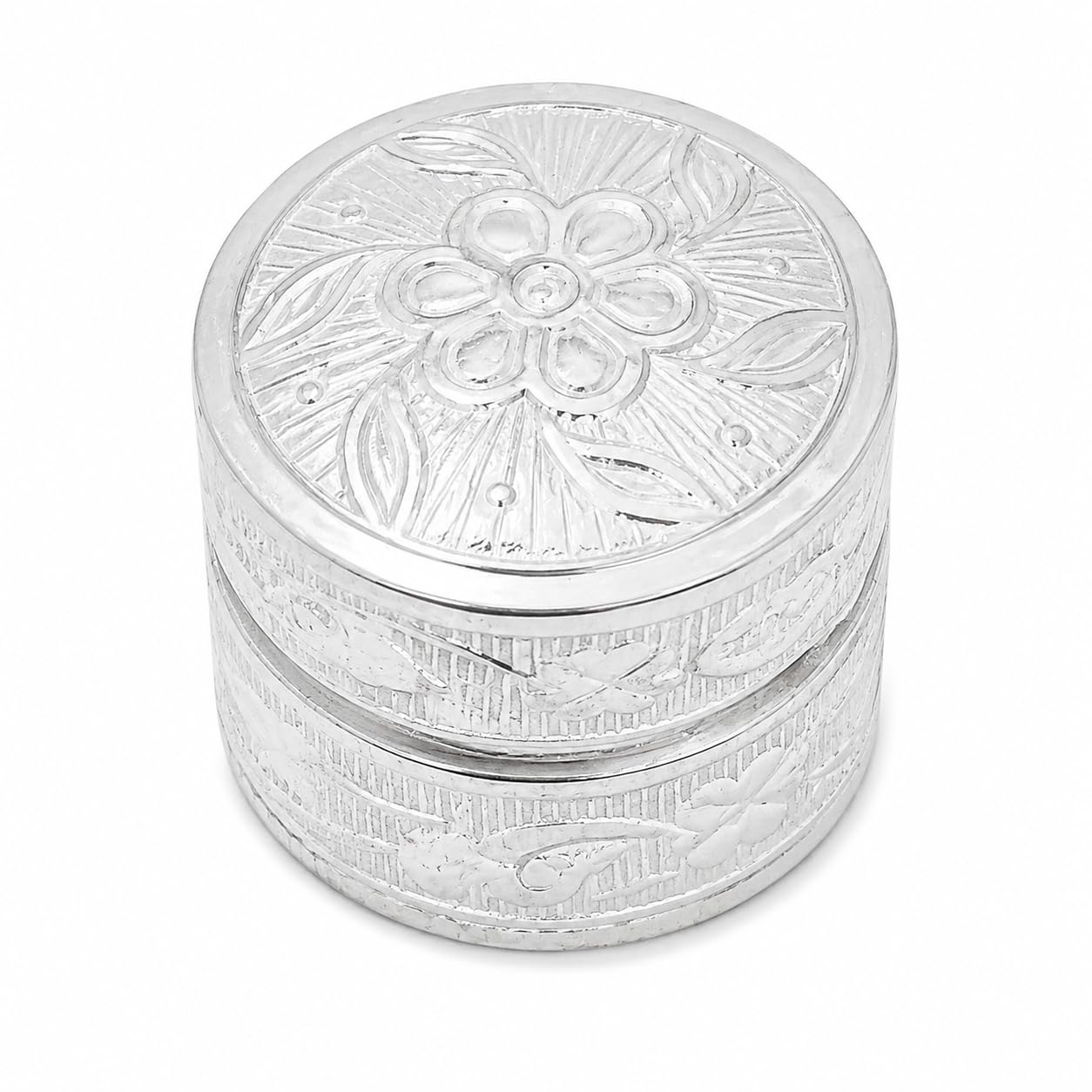 Sahiba Gems 925 Silver (Chandi) Round Shape Sindoor Dabbi | Small 2 x 2 cm Kumkum Box | Pooja Item for Home | Spiritual Gift-picture-32