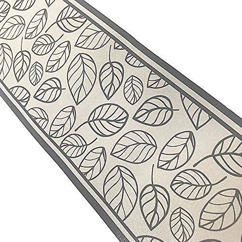 Simplemuji 10 Meters Self Adhesive Gray Leaves Pvc Waterproof Wallpaper Border Peel And Stick For Bathroom Kitchen Counter Top Tiles Sticker #TOP1
