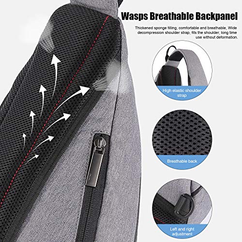 Hanke Sling Bag Men Backpack Unisex One Shoulder Bag Hiking Travel Backpack Crossbody with USB Port Versatile Casual Daypack - Image 4