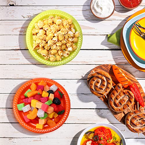 Rtteri 200 Pieces Colorful Plastic Plate Disposable Round Plastic Plates Bulk Colored Party Dessert Plate Dinnerware For Birthday Baby Shower Home Picnic Graduation Anniversary Party Supplies(7 Inch) #TOP5