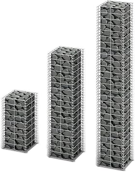 3 Piece Galvanized Wire Gabion Set with Three Sizes for Garden Retaining Wall, Sturdy Outdoor Fencing Panels and Privacy Screen, Weather-Resistant Steel Mesh for Landscape Projects