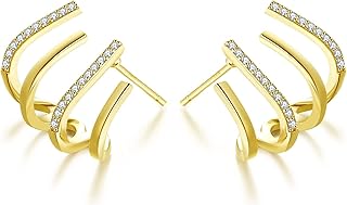 Claw Earrings for Women Claw Earring Cuff for Women 4 Gold/Silver Zircon Claw Earrings Sterling Silver Needle Minimalist Earing multi earring cuff Rhinestone Wrap Earrings for Girls Jewelry Gift