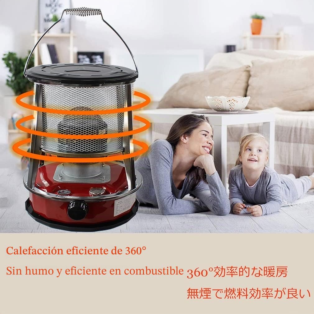 Estufa de queroseno portátil sin humo, eficiente calentador de parafina 2 en 1 para calefacción de espacios en invierno, potencia de fuego ajustable, ideal para tiendas de campaña y calefacción de