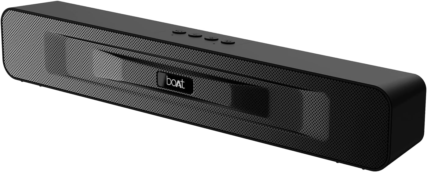 boAt Aavante Bar 508 Portable Soundbar with 10W RMS Stereo Sound, Dual EQ Modes, Multi-Compatibility, 10HRS Playtime and Master Remote Control(Midnight Black)