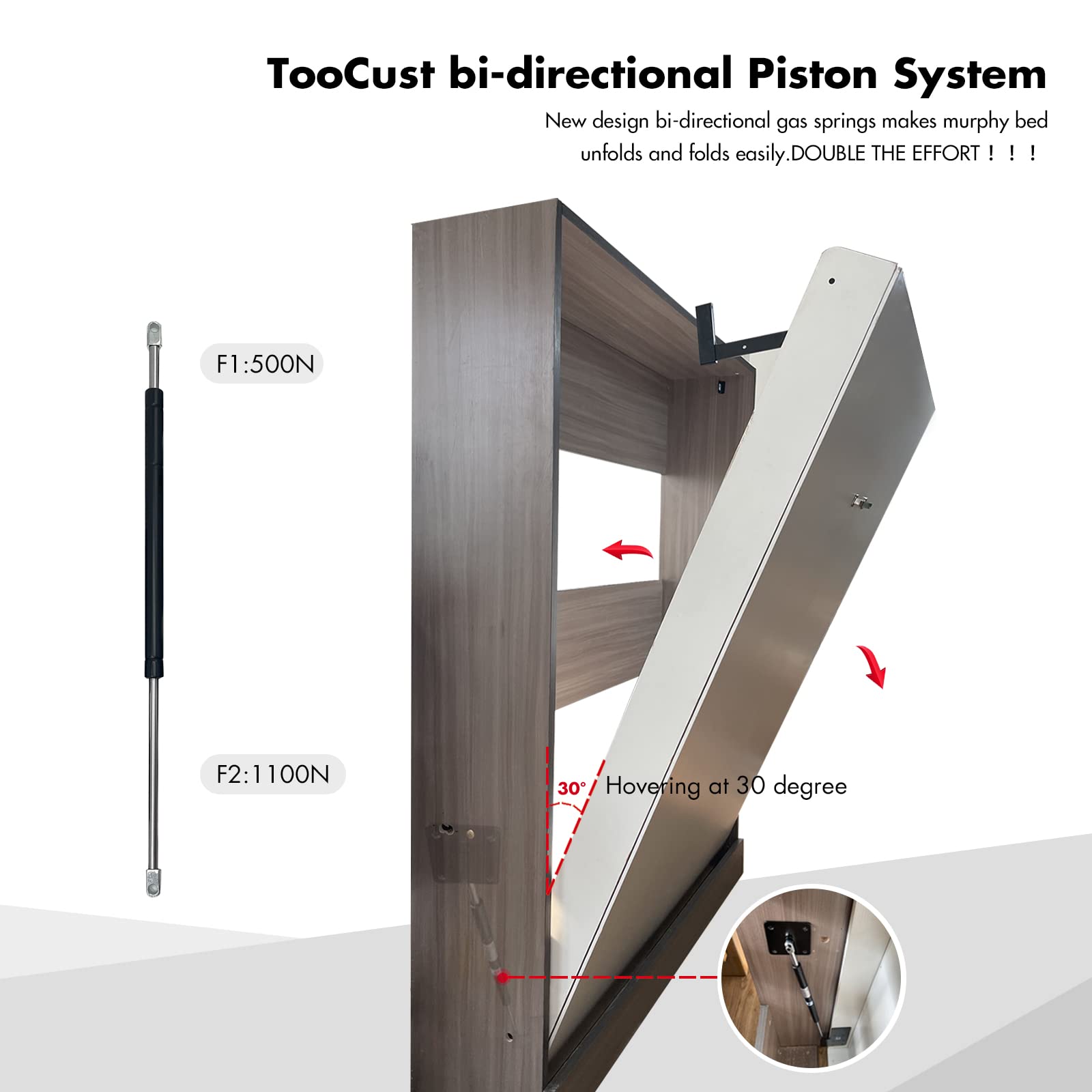 TooCust Murphy Bed Kit, Murphy Bed Hardware,Murphy Bed Queen,Easy DIY