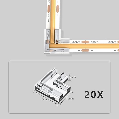 Miniatura 3 de VISDOLL 20 piezas Conectores de Tira de Luz LED COB 8mm 2 Pines, Conector en Forma de LEsquina de Tira a Tira Conectores de Cinta de Luz LED,