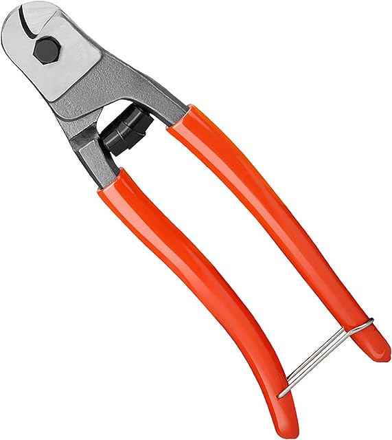 Meccion Stainless Steel Wire Rope Cutter 8-Inch CR-V Cable Cutter for Aircraft Bicycle Cable, Steel Cable, Wire Rope, Spring Etc, Cuts Up to 1/5-Inch