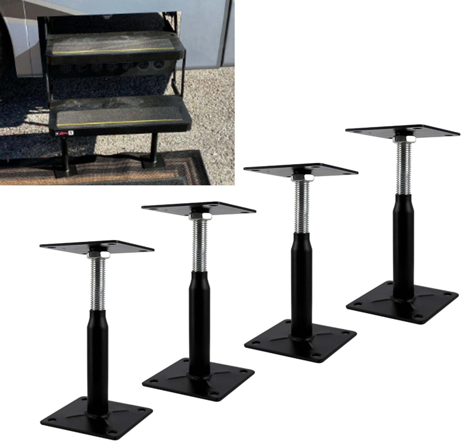 RULLINE 4 Packs Adjustable RV Step Stabilizer - 4-8in Height, 1000lb Load Capacity for Camper, Motorhome, or RV