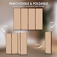 Vista 4 de RANTILA Divisor de habitación de 4 paneles, pantalla de privacidad plegable de 6 pies con pies anchos, partición independiente para separación
