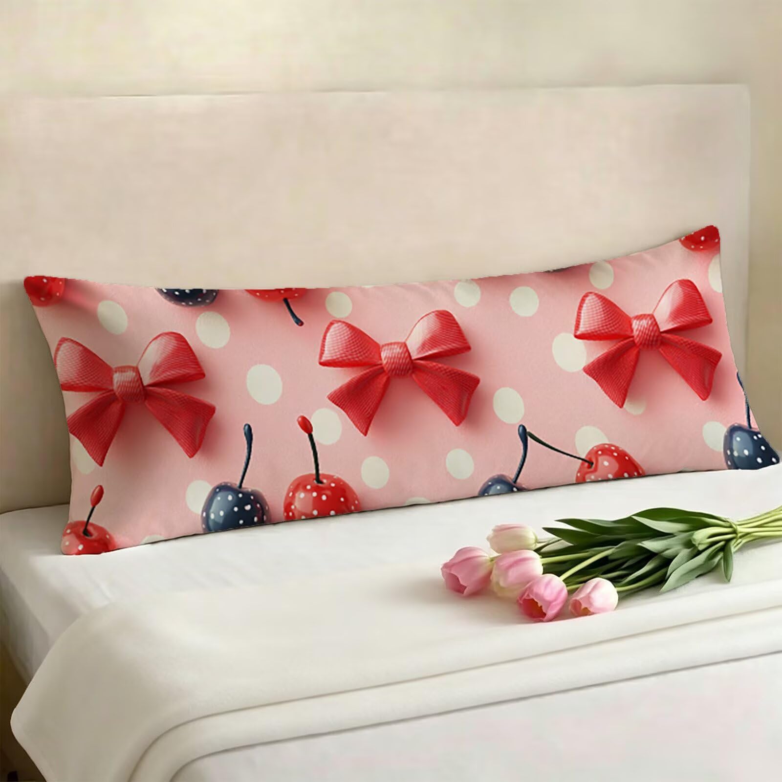 Housse Traversin 135 cm Rose, Taie Oreiller 135x45 cm, Housse de Coussin Arc, Taie de Traversin Doux Lin Protege Oreiller, Double Face Impression pour Decoratif Salon Canape Lit, Cadeau Femme E0-896