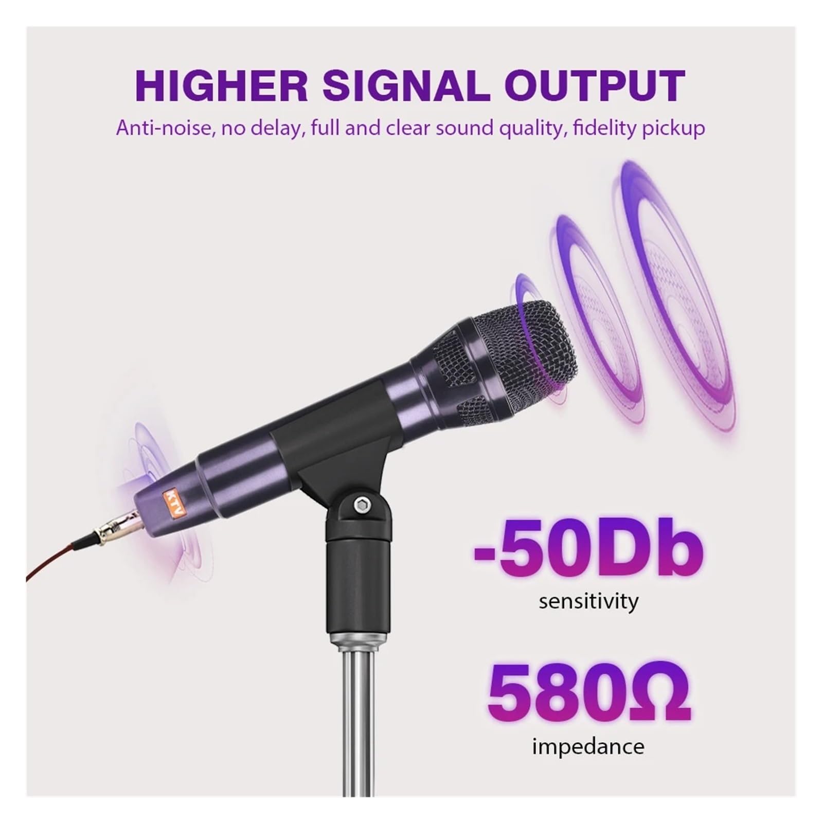 Micrófono Vocal Dinámico Cardioide Profesional (Disponible En Morado O Plateado) Ideal For KTV Y Presentaciones Vivo Compatibilidad Universal(D13-PE)