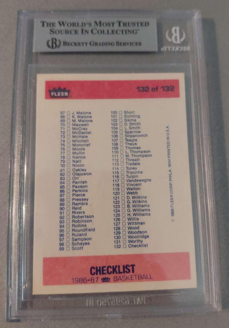 CHECKLIST 1986-87 Fleer BGS 8.5 NM-MT+ #132 Basketball