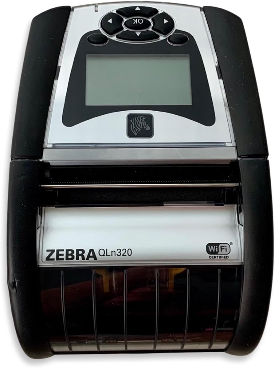 Impresora móvil de etiquetas de código de barras Zebra QLn320 | Bluetooth inalámbrico y WiFi | 3 pulgadas, térmica directa, clip para cinturón, cargador (renovado)