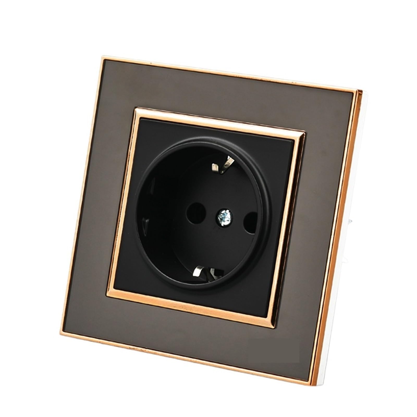 1 Uds. Interruptor de luz pared acrílico con espejo negro, botón Panel ignífugo Vintage, entrada, vía, interruptor basculante , encendido/apagado, CA 250V(1 Socket With Ground)