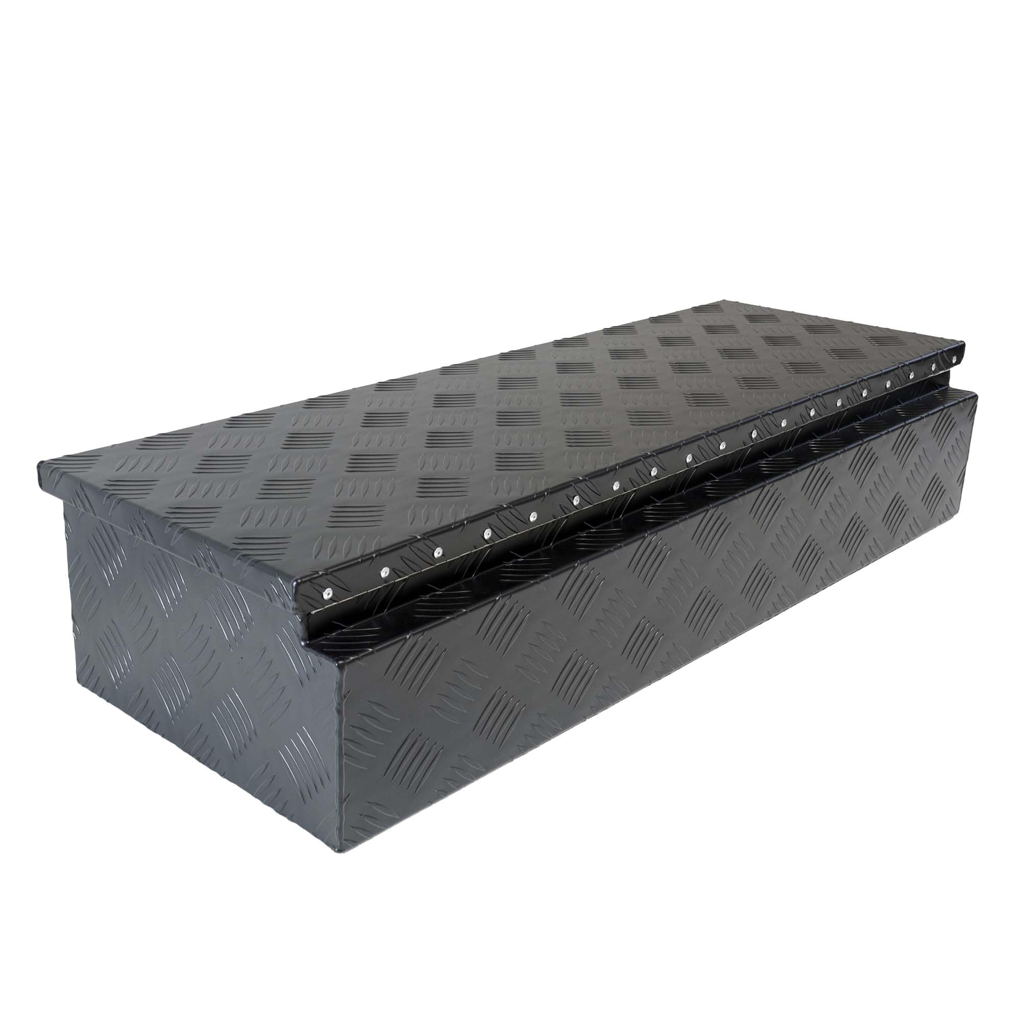 The Drive Staubox Deichselbox für Anhänger, Nutzfahrzeuge 950x320x190mm | Alu-Riffelblech | Schwarz pulverbeschichtet