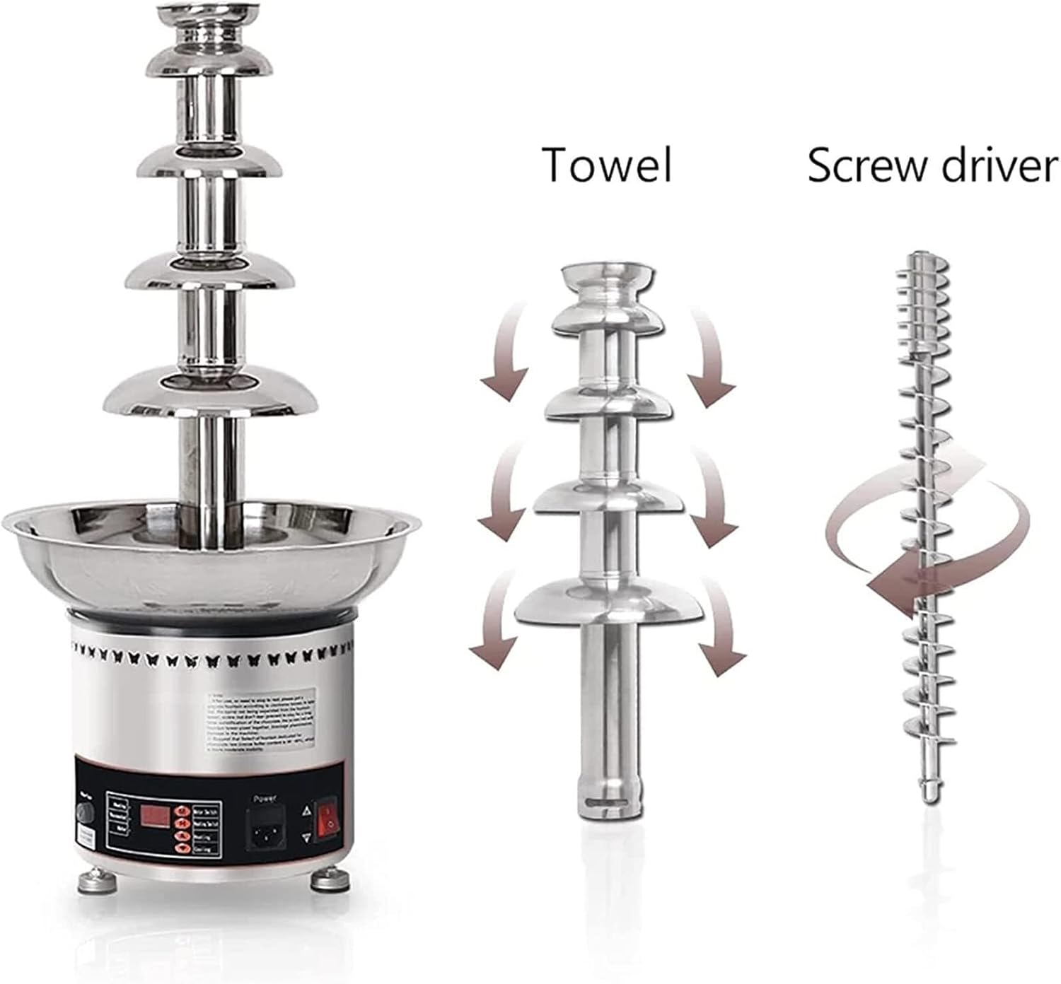 Chocolate Fountain Chocolate Fondue Fountain,Chocolate Fountain Machine 4/5/6/7 Tier Electric Chocolate Fountain Machine Chocolate Fondue Set for Strawberries,Cherries,Marshmallow(6Tier)