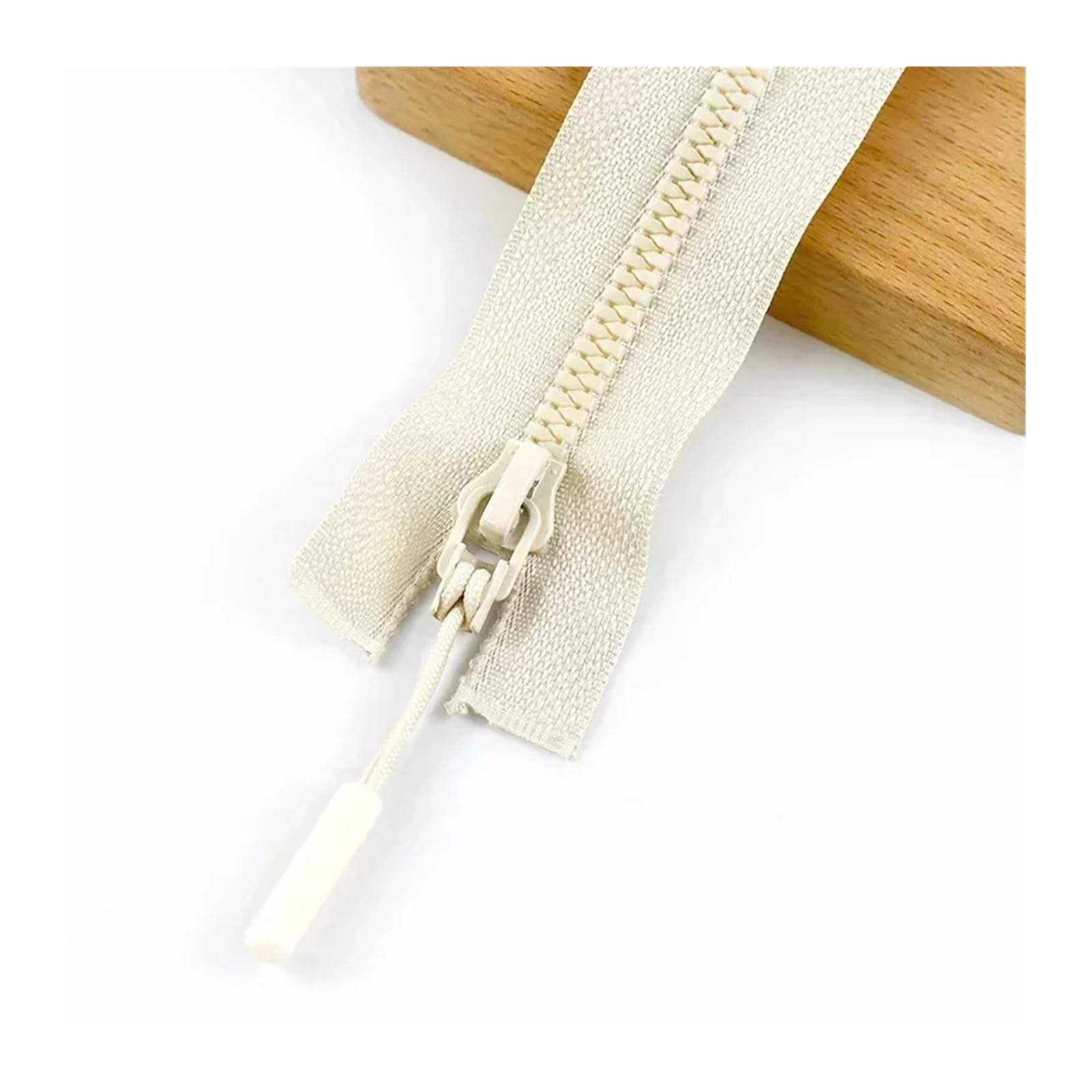 2/5/10Pcs 5# Sewing Resin Zipper 15/18/25cm Close-End 40-80cm Open-End Zippers for Bag Clothes Zip Repair Kit DIY Accessories(Beige,OpenEnd-60cm,10Pcs)